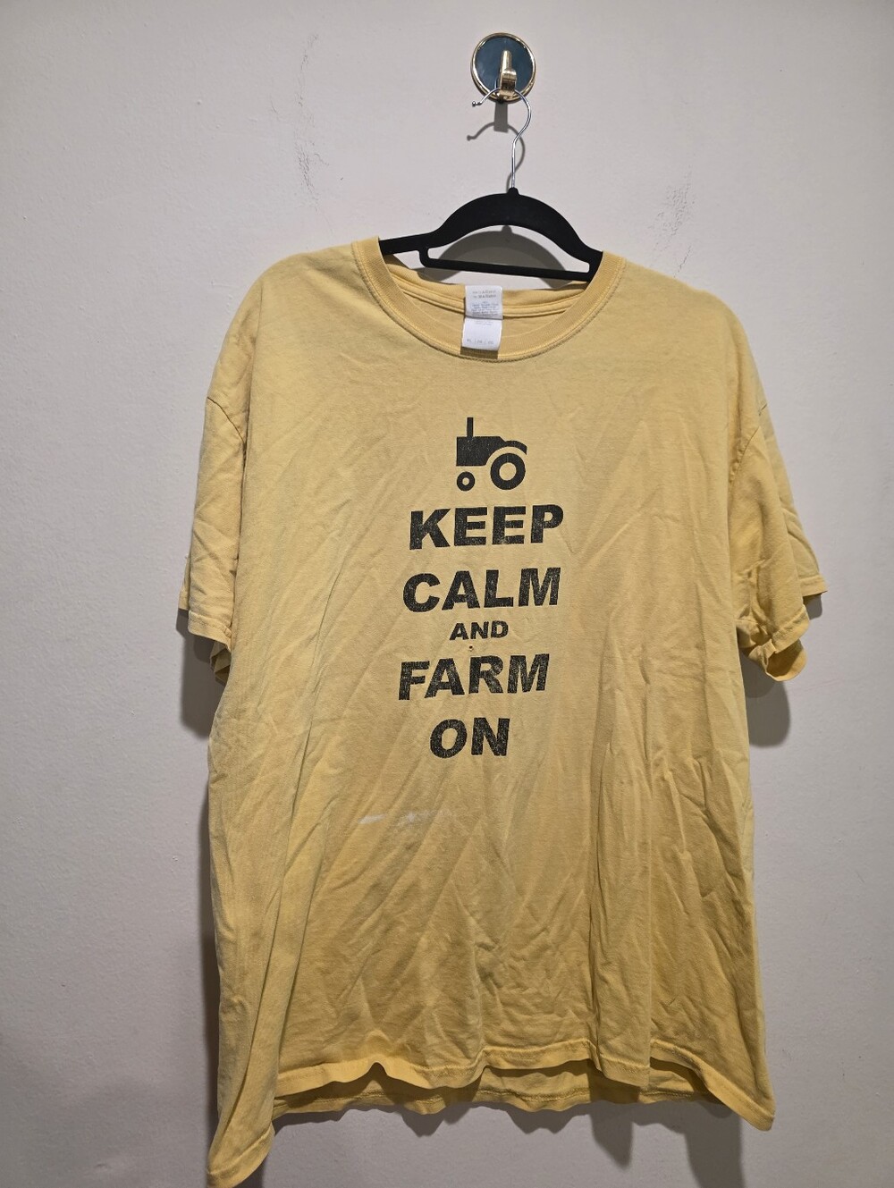 Yellow "Keep Calm and Farm On" Graphic Tee